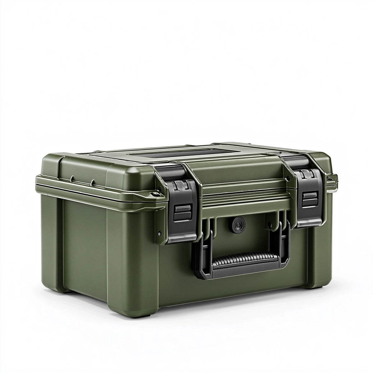 Mallette de rangement 50 x 35 x 25 cm en plastique vert avec poignées et fermetures