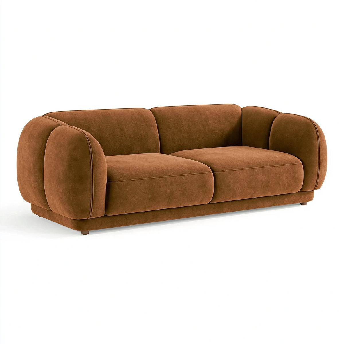 Canapé 2 places 190 x 95 x 78 cm en tissu effet velours marron style contemporain