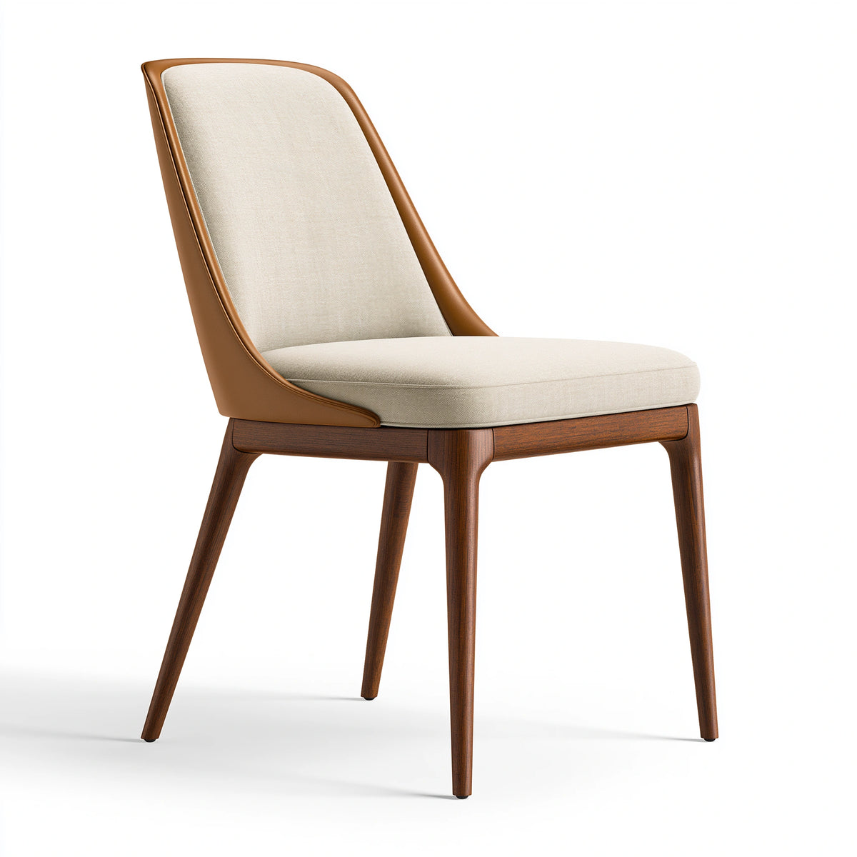 Chaise de salle à manger 58 x 65 x 86 cm en bois tissu beige et brun style moderne