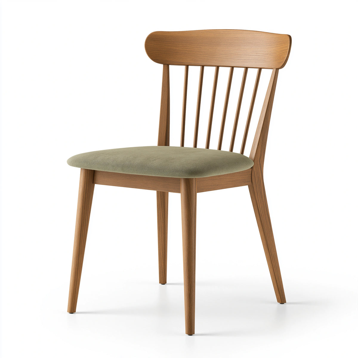 Chaise de salle à manger 50 x 55 x 82 cm en bois brun avec assise textile verte style scandinave