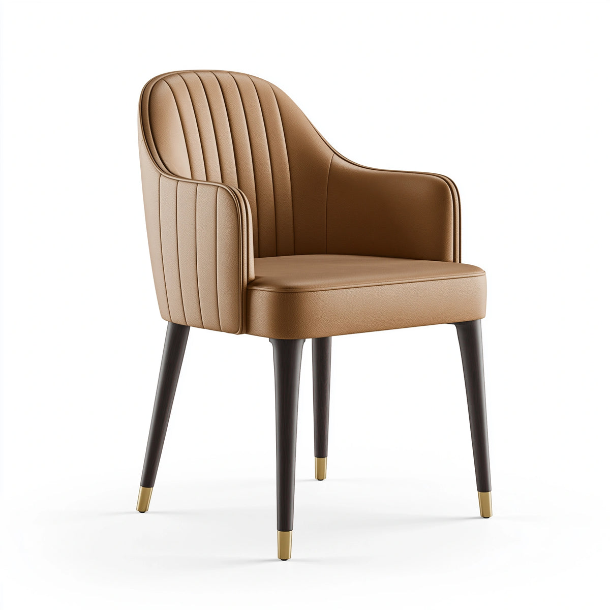 Fauteuil de salle à manger 62 x 60 x 85 cm en revêtement aspect cuir camel style moderne