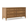 Commode 160 x 45 x 90 cm en bois marron à 6 tiroirs style classique