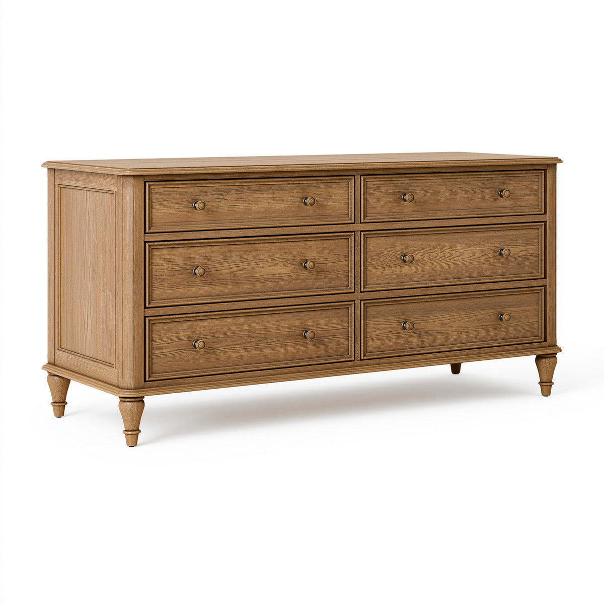 Commode 160 x 45 x 90 cm en bois marron à 6 tiroirs style classique