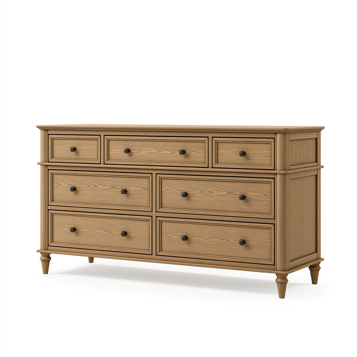 Commode 160 x 45 x 120 cm en bois marron à 7 tiroirs style classique