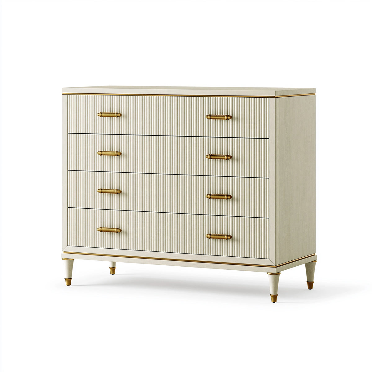 Commode 120 x 45 x 100 cm en bois beige à 4 tiroirs style classique