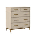 Commode 90 x 45 x 120 cm beige en bois avec 5 tiroirs style contemporain