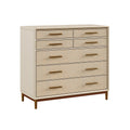 Commode 100 x 45 x 130 cm en bois beige à 6 tiroirs style contemporain