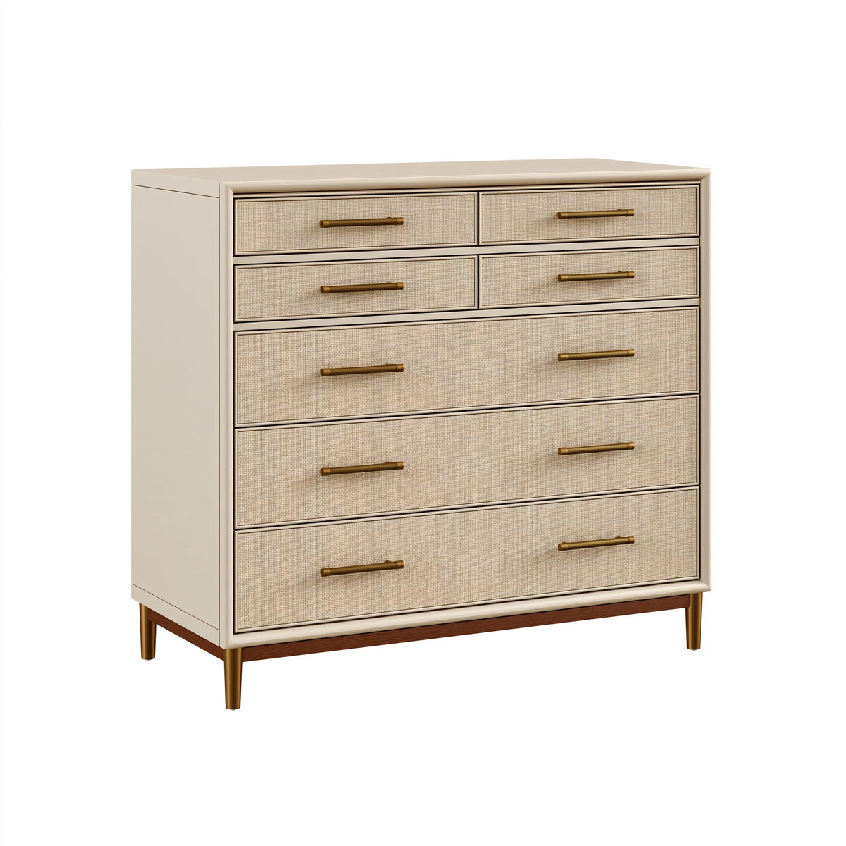Commode 100 x 45 x 130 cm en bois beige à 6 tiroirs style contemporain