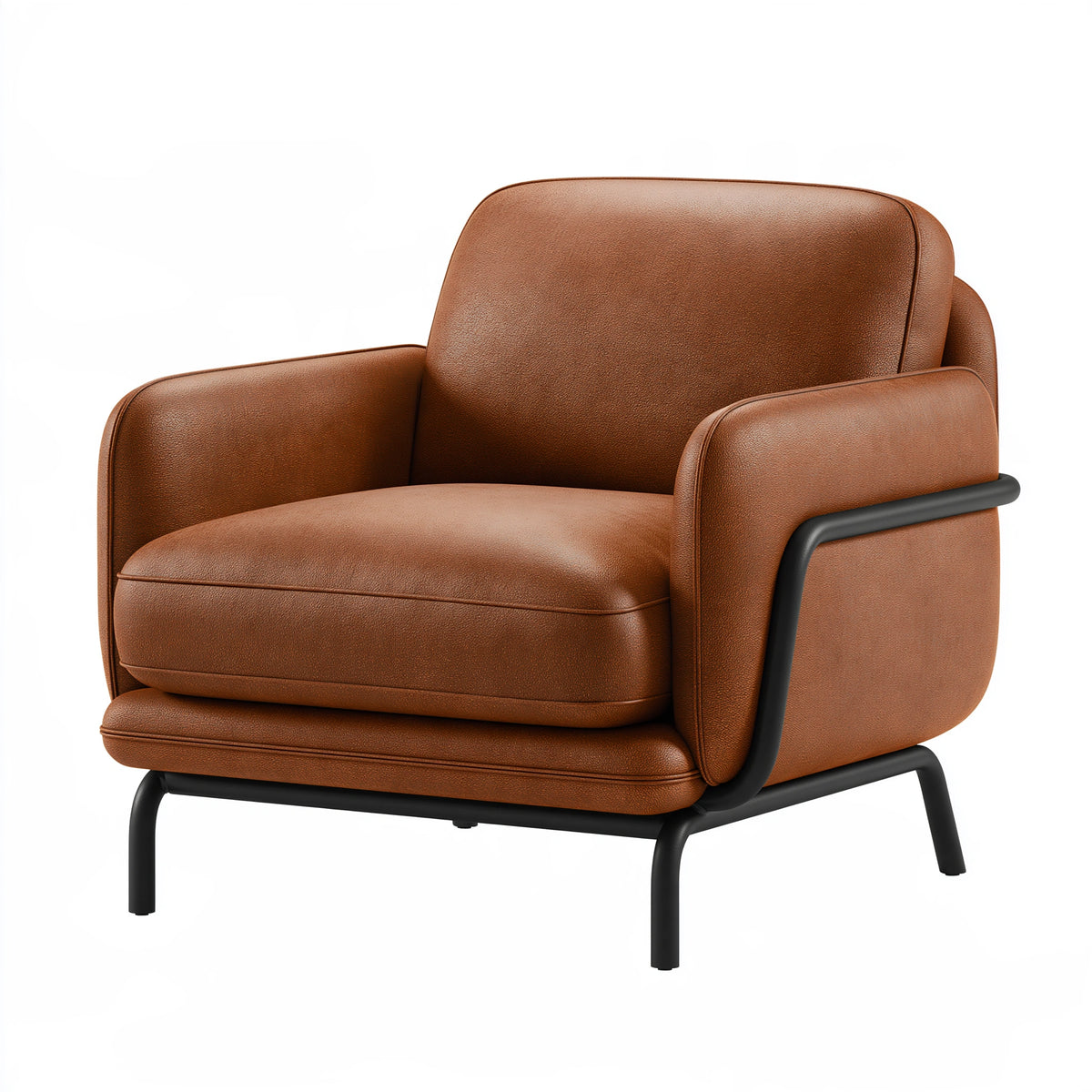 Fauteuil 85 x 82 x 84 cm aspect cuir marron pour salon style industriel