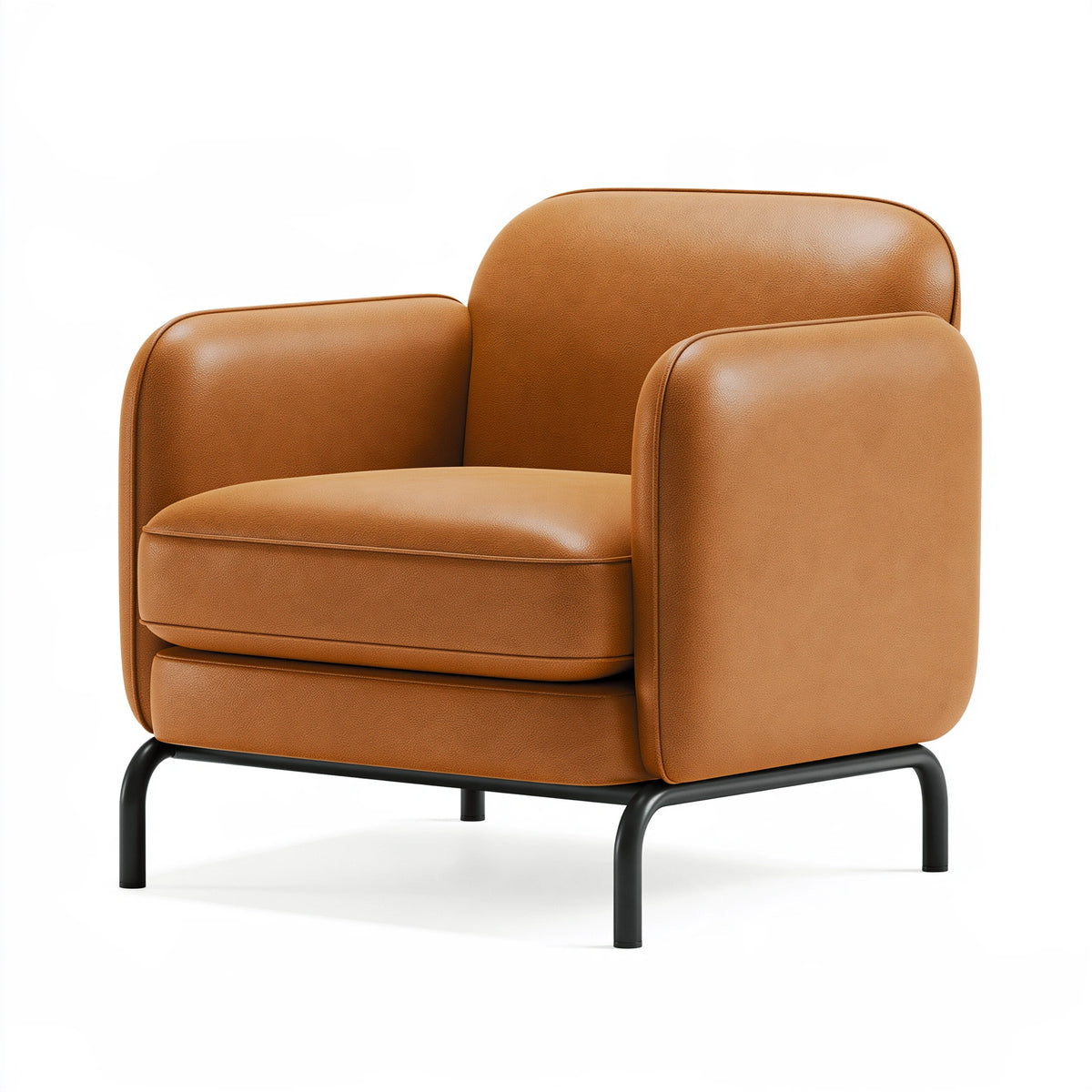 Fauteuil 85 x 80 x 85 cm aspect cuir camel style contemporain