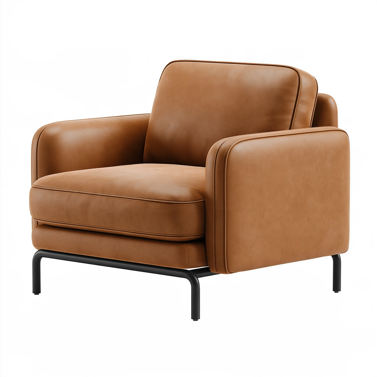 Fauteuil 85 x 82 x 88 cm aspect cuir marron style contemporain avec accoudoirs