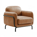 Fauteuil 85 x 82 x 78 cm revêtement synthétique marron style contemporain avec structure métallique
