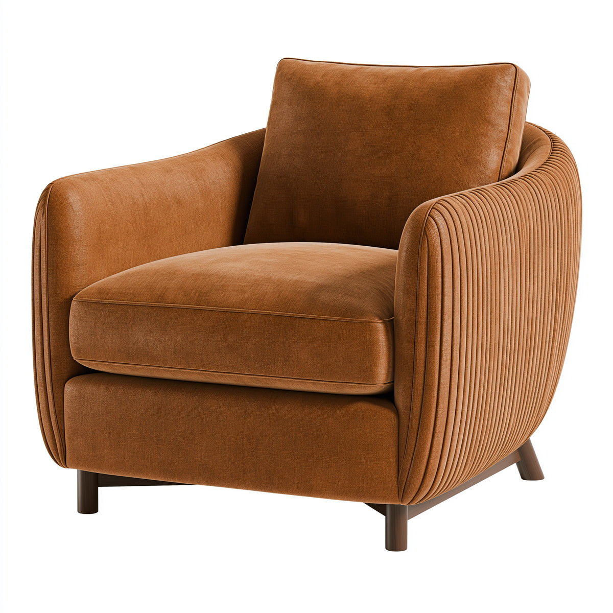 Fauteuil 85 x 82 x 88 cm en velours côtelé marron style contemporain