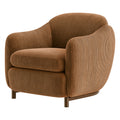 Fauteuil 80 x 78 x 82 cm en tissu côtelé marron style enveloppant