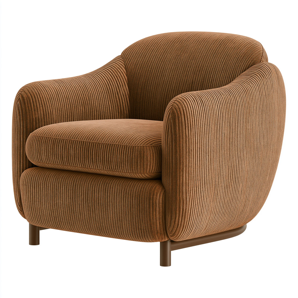 Fauteuil 80 x 78 x 82 cm en tissu côtelé marron style enveloppant
