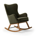 Fauteuil à bascule 70 x 95 x 102 cm en velours côtelé vert foncé avec piètement en bois
