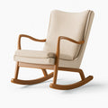 Fauteuil à bascule 70 x 95 x 105 cm en tissu beige et bois brun - dossier haut scandinave