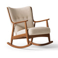 Fauteuil à bascule 100 x 68 x 100 cm en bois et tissu bouclé beige style scandinave