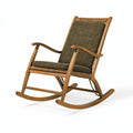 Fauteuil à bascule 105 x 68 x 100 cm en bois brun et tissu vert style rétro