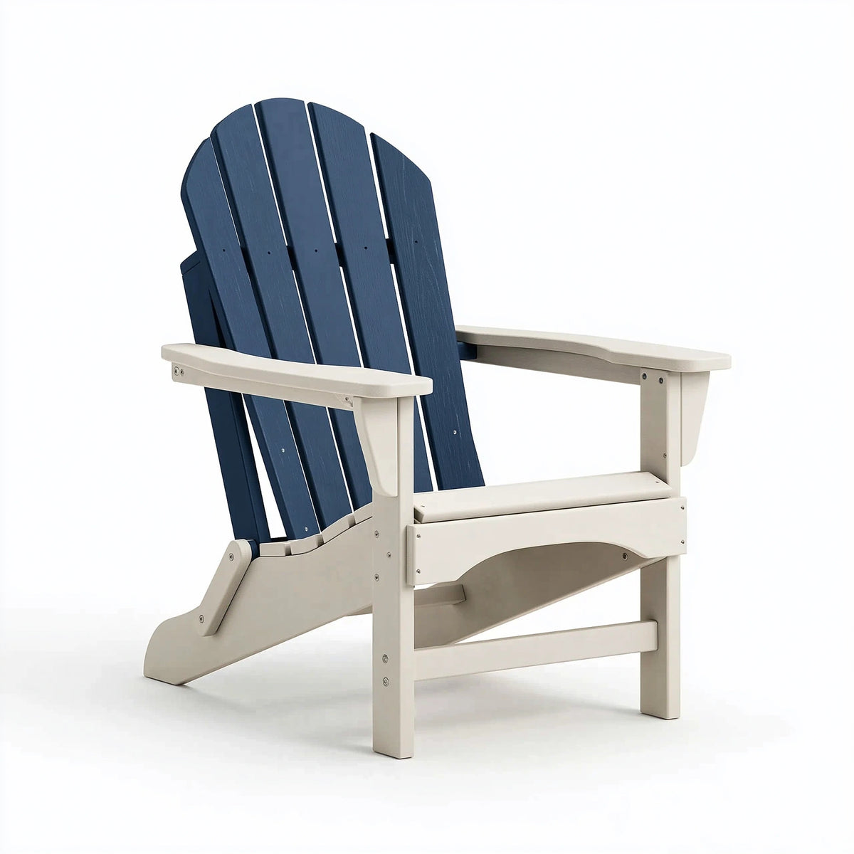 Fauteuil de jardin Adirondack 83 x 79 x 98 cm en polyéthylène bleu marine et beige - dossier incliné