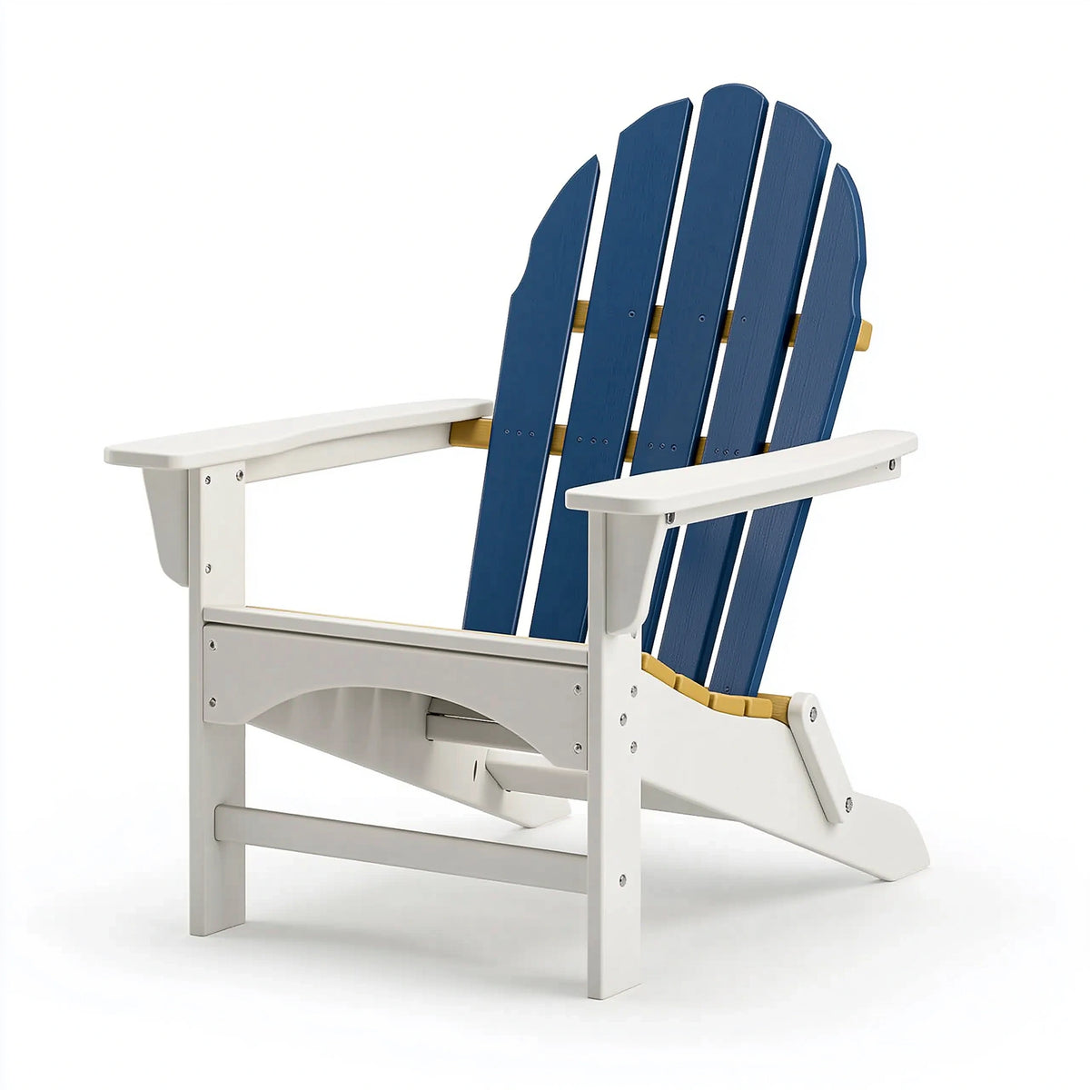 Fauteuil de jardin Adirondack 79 x 83 x 97 cm en bois bleu marine et blanc avec accoudoirs