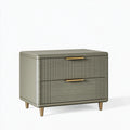 Table de chevet 60 x 45 x 60 cm en bois gris vert à 2 tiroirs style contemporain