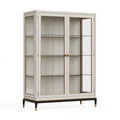 Vitrine 120 x 45 x 190 cm en bois et verre crème style classique