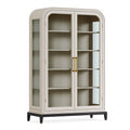 Armoire vitrine 110 x 45 x 200 cm en bois et verre ivoire style classique