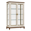 Vitrine 100 x 45 x 190 cm en bois et verre blanc marron doré - rangement classique à 2 portes