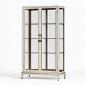 Armoire vitrine 100 cm 45 cm 190 cm en bois et verre beige style classique